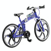 1:8 Scale Simulation Alloy Bicycle Model Mini Bicycle Toy Decoration(Folding-Blue)