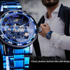 Winner Leisure Skeleton Diamond Luminous Pointer Watch Men Manual Mechanical Watch(Blue Belt Silver Shell Blue Face)