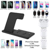 Q20 4 In 1 Wireless Charger Charging Holder Stand Station with Adapter For iPhone / Apple Watch / AirPods, Support Dual Phones Charging (Black)