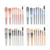 8-in-1 Mini Wooden Handle Makeup Brush Set Portable Loose Powder Brush(Haze Blue)