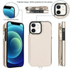 For iPhone 12 Double Flap Zipper RFID Leather Phone Case with Short Lanyard(White)