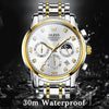 OLEVS 2889 Men Multifunctional Luminous Waterproof Quartz Watch(White + Gold)