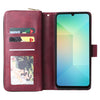 For Samsung Galaxy A06 4G 9-Card Slots Zipper Wallet Bag Leather Phone Case(Wine Red)