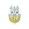 S925 Sterling Silver Gold-plated New Year Zodiac Cute Dragon Egg DIY Beads(SCC2721)