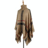 Women Mid-Length Turtleneck Sweater Fringed Cloak Shawl, Size: Free Size(Khaki)