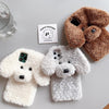 For iPhone 14 Plus Teddy Dog Plush TPU Phone Case(White)