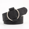 Casual Needleless Round Buckle Wide  PU Leather Belt for Women, Belt Length:103cm(Black)