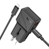 hoco AC24 Mini PD25W QC3.0 Universal Travel Charger with Type-C to 8 Pin Cable(Black)