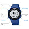 SKMEI 2068 Multifunctional Men 50M Waterproof Noctilucent Sports Digital Wrist Watch(Black)