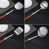 304 Stainless Steel Wooden Handle Kitchenware Home Kitchen Equipment, Style: Slotted Spoon