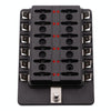 1 in 12 Out Fuse Box PC Terminal Block Fuse Holder Kits with LED Warning Indicator for Auto Car Truck Boat