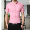 Men Business Shirt Short Sleeves Turn-down Collar Shirt, Size:XXXXL(Pink)