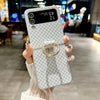 For Samsung Galaxy Z Flip4 5G Sparkling Diamond Rhombus PC Phone Case with Ring(Silver)
