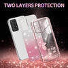 ForSamsung Galaxy A52 5G Gradient Glitter Flower All-inclusive Phone Case(Pink)