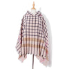 Spring Autumn Winter Checkered Pattern Hooded Cloak Shawl Scarf, Length (CM): 135cm(DP2-07 Light Pink)