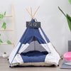 Cotton Canvas Pet Tent Cat and Dog Bed with Cushion, Specification: Medium 505060cm(White Dots)