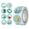 10 PCS Round Cartoon Animal Stickers Cute Hand-Made Sealing Stickers, Size: 25mm 500 / Rolls(C99)