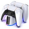 For PS5 Handle Charger Colorful Grip Double Fast Charging LED Lamp Seat Charger