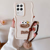 For Samsung Galaxy A22 / M22 4G Cartoon Sausage Mouth TPU Phone Case with Bead Chain(White)