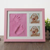 Baby Hand Foot Print Mold Maker Solid Wooden Photo Frame With Cover Fingerprint Mud Set(Pink)