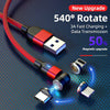 1m 3A Output 3 in 1 USB to 8 Pin + USB-C / Type-C + Micro USB 540 Degree Rotating Magnetic Data Sync Charging Cable(Black)