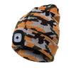 Unisex Warm Winter Polyacrylonitrile Knit Hat Adult Head Cap with 4 LED Lights, Button Battery (Gold)