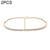 2 PCS Fashion Jewelry Accessories Luxury Rhinestone Choker Necklace for Women Temperament Collar Necklace(Gold)