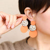 Stitching Solid Color Geometric Round Ladies Personality Earrings(E-649-Blue)