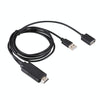 1080P USB 2.0 Male + USB 2.0 Female to HDMI HDTV AV Adapter Cable for iPhone / iPad, Android Smartphones(Black)