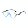 Diamond Studded Cat Eye Presbyopic Glasses Half-frame Fish-filament Glasses Unisex, Degree: +350(Light Blue)