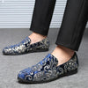 Men Casual Fashion Glitter Shoe Slip-on Shoes Loafers, Size:44(Blue)