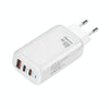 TE-65W GaN PD65W Dual USB-C+USB-A Laptop / Tablet AdapterEU Plug(White)