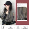Hat Wig Integrated Gradient Highlighting Long Curly Hair Cap Long Hair Micro-Volume Wig(Gradient Aoki Grey Pick Haze Blue 60CM)