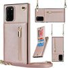 For Samsung Galaxy S20 Cross-body Zipper Square TPU+PU Back Cover Case with Holder & Card Slots & Wallet & Strap(Rose Gold)