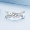 S925 Sterling Silver Plated Gold Heart-Shaped Wrap Double-Layer Rings, Size: 7
