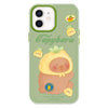 For iPhone 12 Skin Feeling Jelly TPU Hybrid PC Phone Case(Pineapple Capybara Green)