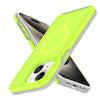 For iPhone 15 Shockproof MagSafe Armor PC Hybrid TPU Phone Case(Fluorescent Green+Gray)