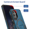 For Samsung Galaxy A35 Armor MagSafe Holder PC Hybrid TPU Phone Case(Dark Blue)