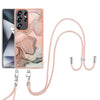 For Samsung Galaxy S25 Ultra 5G Electroplating Marble Dual-side IMD Phone Case with Lanyard(Rose Gold 015)