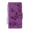 For Galaxy J7 (2017) (EU Version) Pressed Flowers Butterfly Pattern Horizontal Flip Leather Case with Holder & Card Slots & Wallet & Lanyard (Purple)