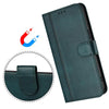 For Samsung Galaxy S22+ 5G Line Splicing Buckle Retro Leather Phone Case(Dark Green)