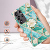 For Samsung Galaxy S25 Ultra 5G Splicing Marble Flower IMD TPU Phone Case(Blue Flower)