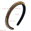 Multi-layer Glass Rhinestones Headband Full Rhinestones Gold Velvet Hairband(Coffee)