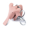 Leather Cute Elephant Keychain Car Key Pendant Bag Doll Decoration(Pink)