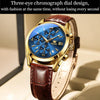 OLEVS 2872 Men Three Eyes Six Needles Chronograph Waterproof Quartz Watch(Blue + Gold)