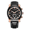 Ochstin 5111B Multifunctional Business Waterproof Luminous Leather Strap Quartz Watch(Rose Gold+Black)