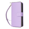 For Samsung Galaxy S22 5G Nine-card Slots Zipper Wallet Bag Leather Phone Case(Purple)