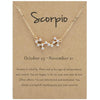 12 Zodiac Signs With Diamonds Necklace Card Rhinestones Collarbone Chain Pendant, Style: Scorpio Golden