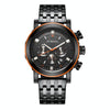 OCHSTIN 7254 Fashion Steel Strap Multifunctional Quartz Men Watch(Black Orange)