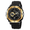 SKMEI 2098 Multifunctional Men 50M Waterproof Thermometer Dual Display Digital Wrist Watch(Gold+Black)